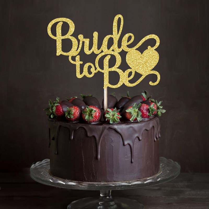 Cake topping "Bride to be" χρυσό heart glitter