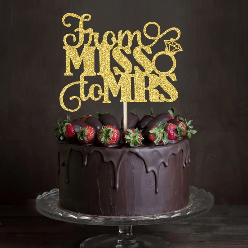 Cake topping "From Miss to Mrs" χρυσό glitter