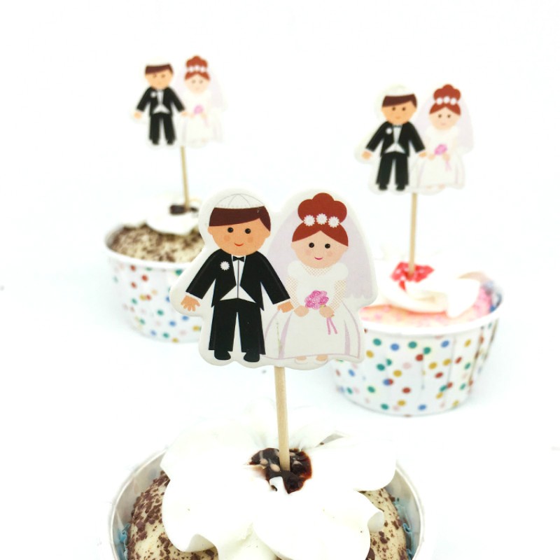 Cup Cake toppings "Bride & Groom" 20τμχ