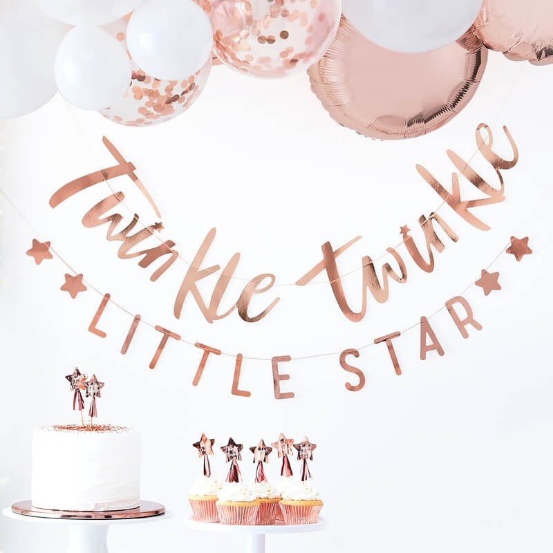 Γιρλάντα "Twinkle Twinkle Little Star" rose gold foil