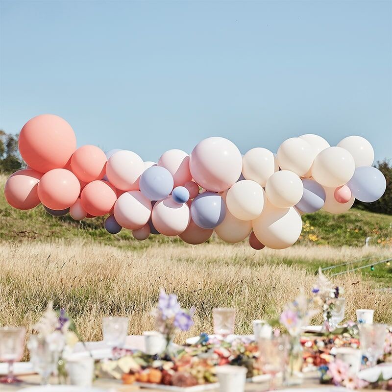 Boho Floral Blush, Nude & Blue baloon Arch Kit