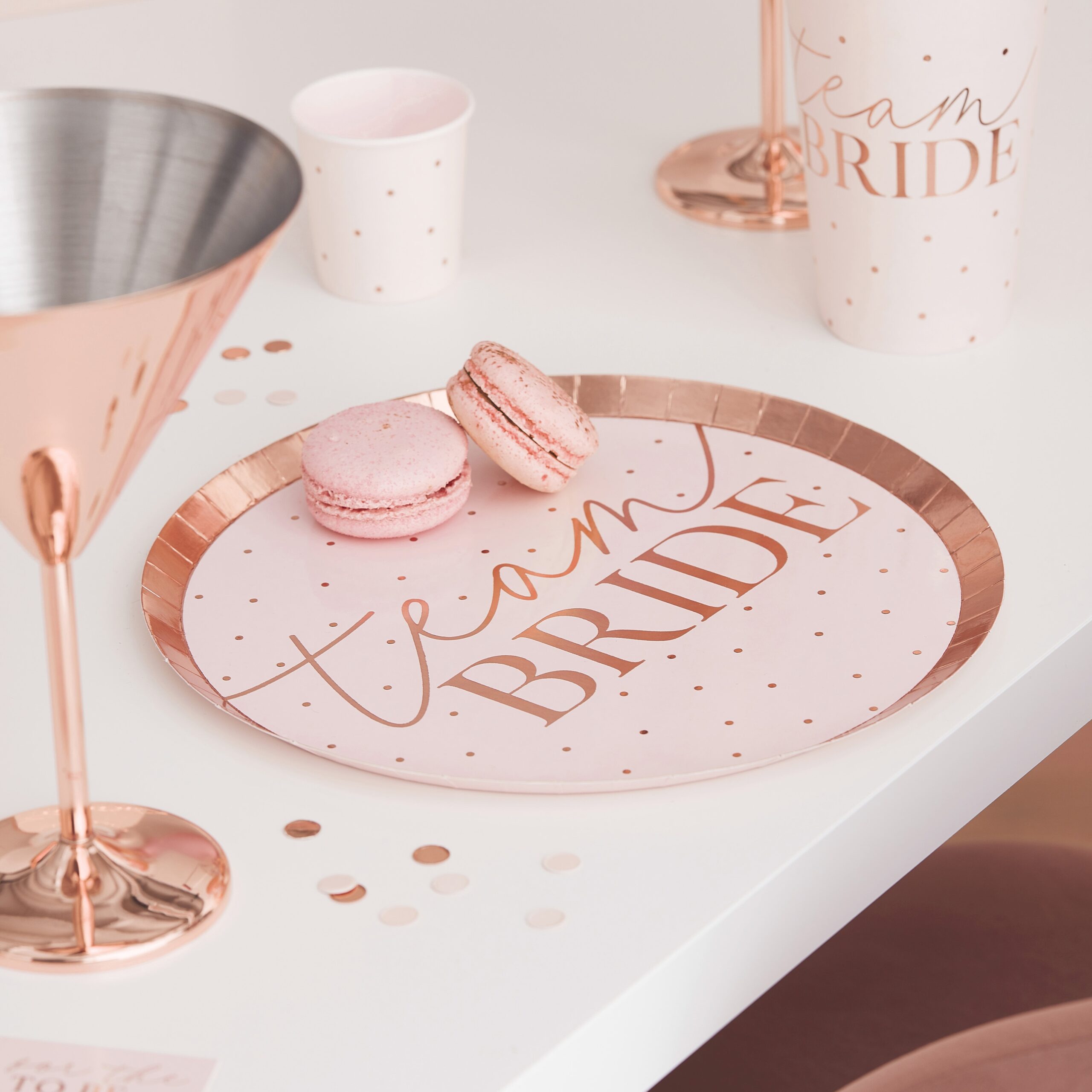 Χάρτινα πιάτα Team Bride Rose Gold 8τμχ