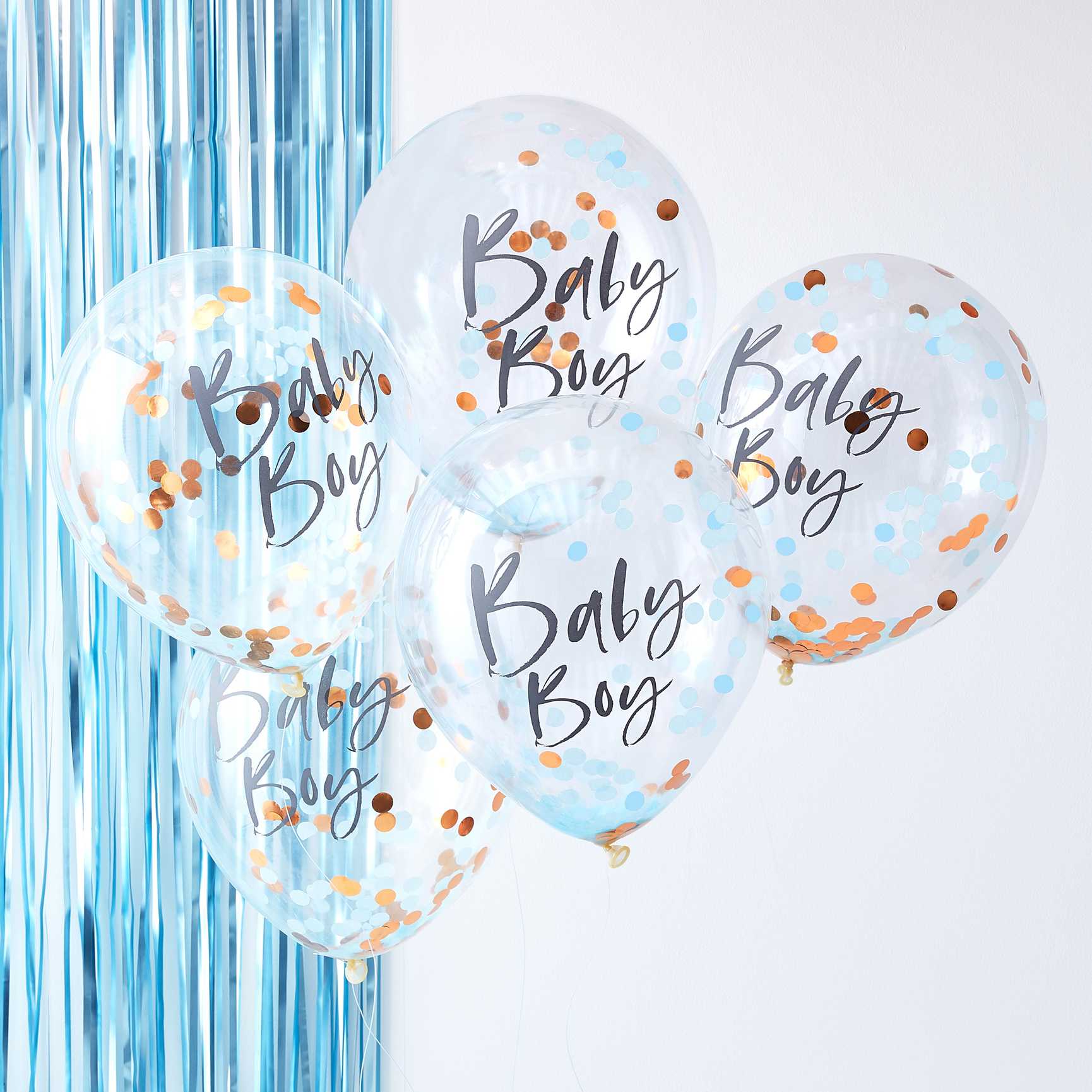 Μπαλόνια κομφετί baby shower "Blue Baby Boy", 5τμχ.