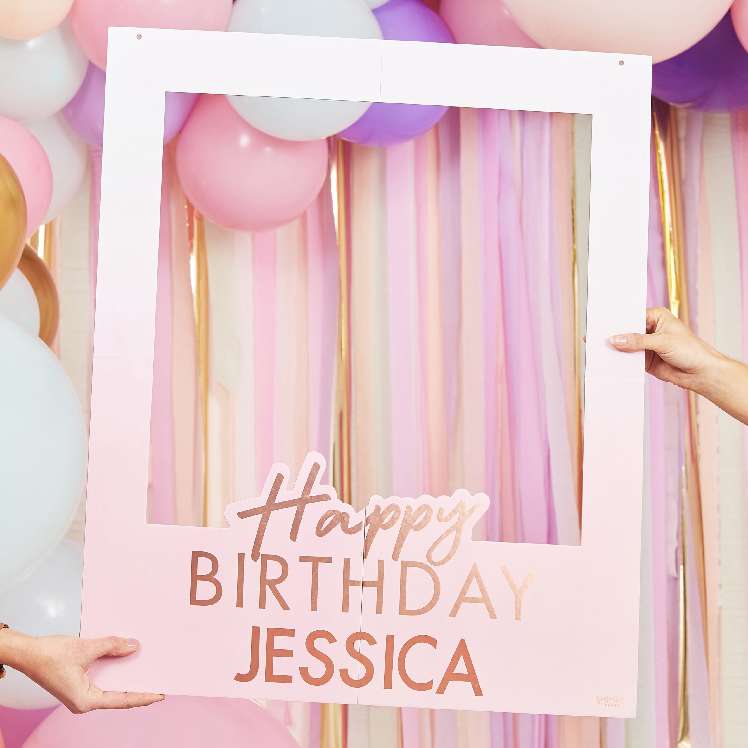 Rose Gold Foiled Εξατομικευμένο Happy Birthday Selfie Photo Booth Frame