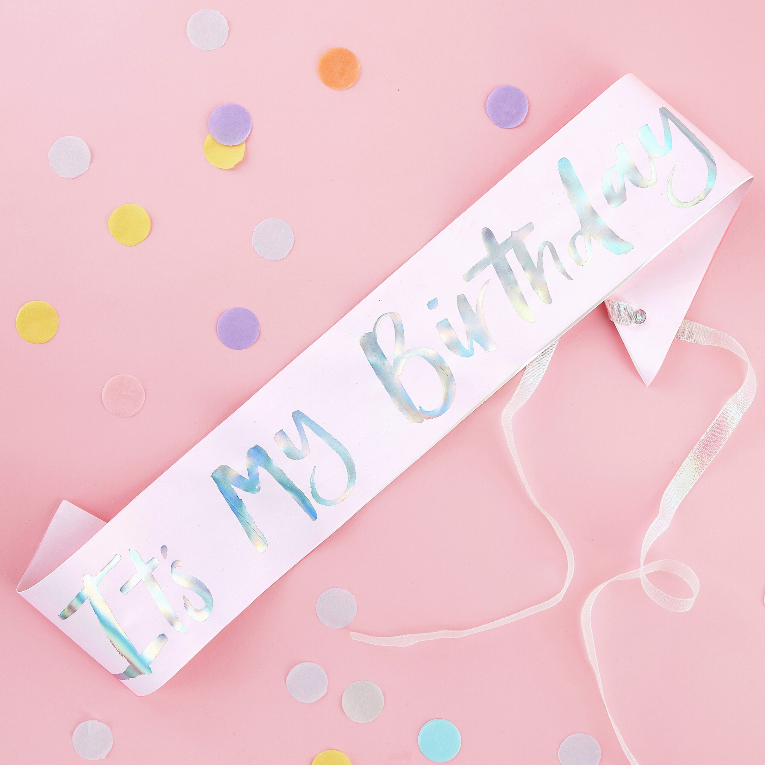 Κορδέλα γενεθλίων "It's My Birthday" Pastel Pink